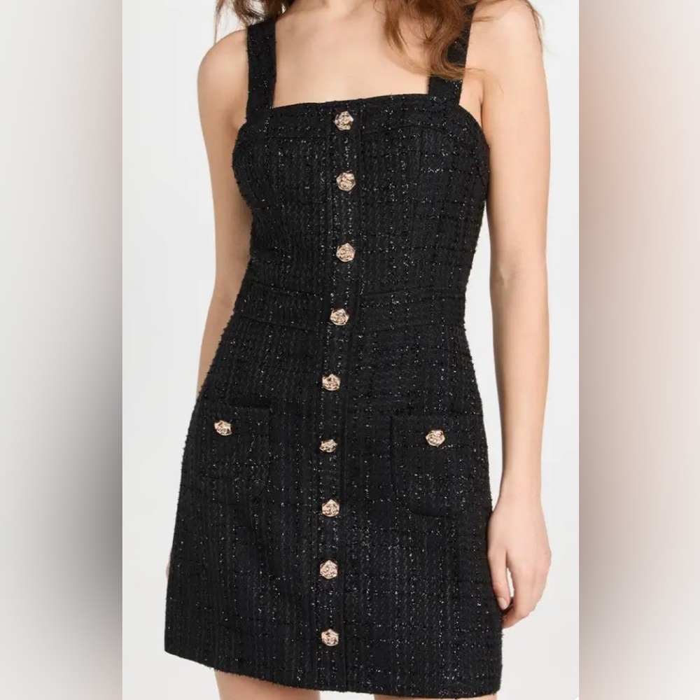 Black dress with gold embellishments and a tailored, classy yet sexy look, NWT